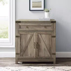 Meuble d'appoint Clarabelle en bois de grange rustique avec porte coulissante - Saracina Home