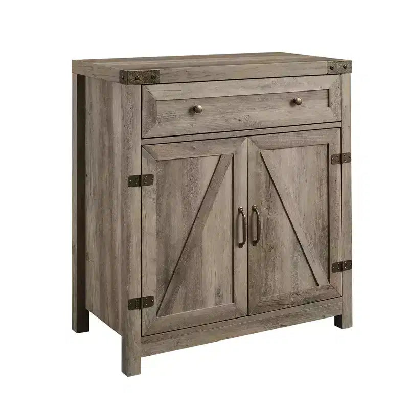 Meuble d'appoint Clarabelle en bois de grange rustique avec porte coulissante - Saracina Home