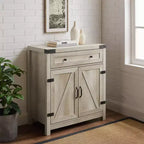 Meuble d'appoint Clarabelle en bois de grange rustique avec porte coulissante - Saracina Home