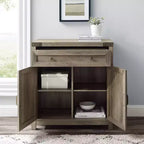 Meuble d'appoint Clarabelle en bois de grange rustique avec porte coulissante - Saracina Home