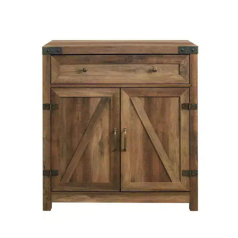 Meuble d'appoint Clarabelle en bois de grange rustique avec porte coulissante - Saracina Home