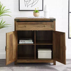 Meuble d'appoint Clarabelle en bois de grange rustique avec porte coulissante - Saracina Home