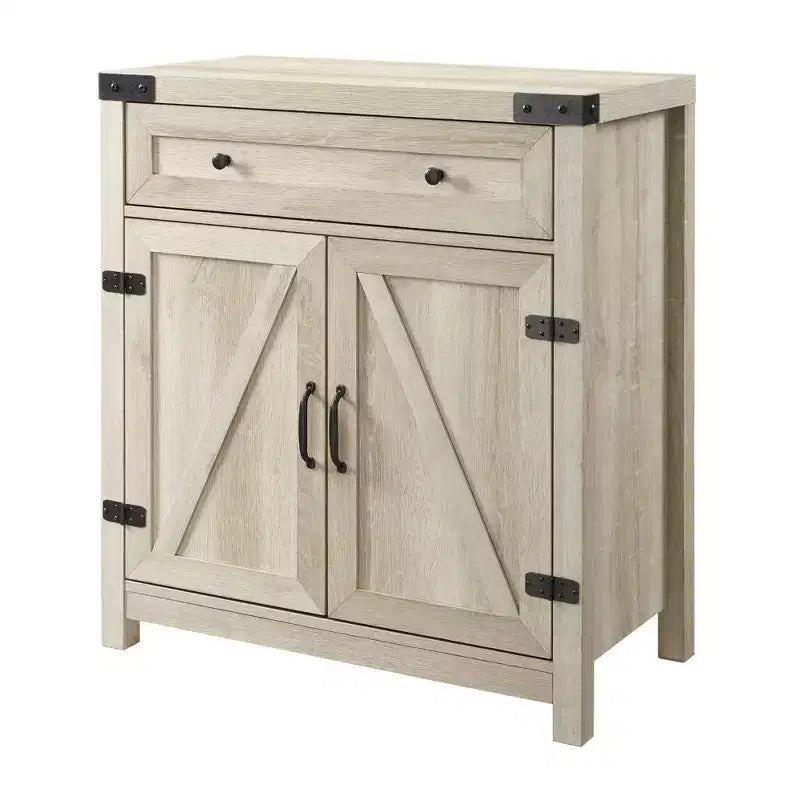 Meuble d'appoint Clarabelle en bois de grange rustique avec porte coulissante - Saracina Home