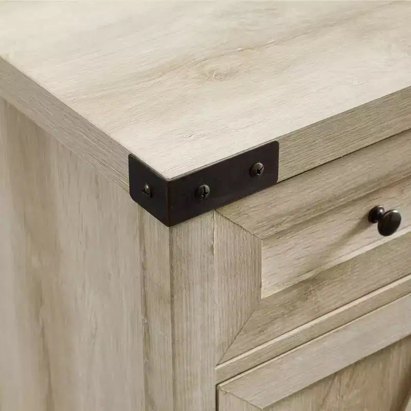 Meuble d'appoint Clarabelle en bois de grange rustique avec porte coulissante - Saracina Home