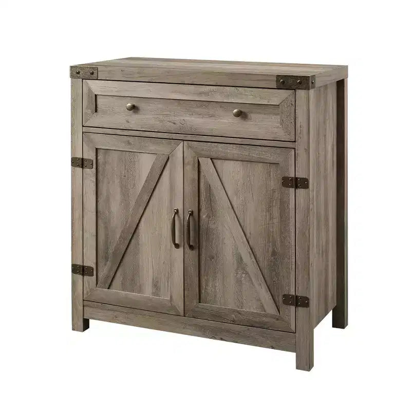 Meuble d'appoint Clarabelle en bois de grange rustique avec porte coulissante - Saracina Home