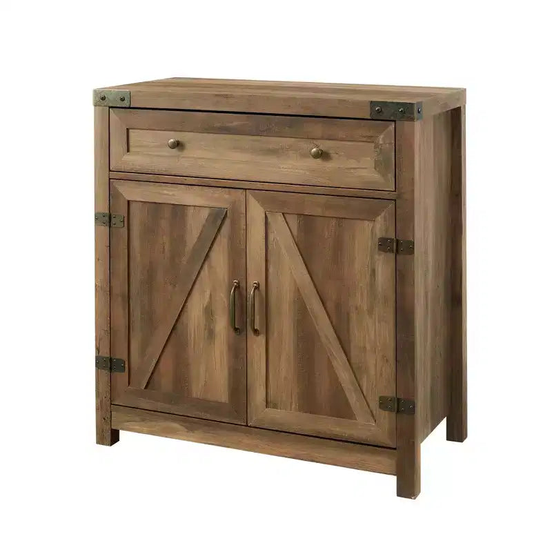 Meuble d'appoint Clarabelle en bois de grange rustique avec porte coulissante - Saracina Home