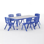 Ensemble Table d'activités rectangulaire en plastique réglable en hauteur Flash Furniture 23,625W x 47,25L avec 6 chaises