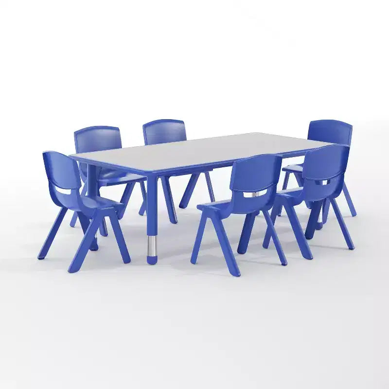 Ensemble Table d'activités rectangulaire en plastique réglable en hauteur Flash Furniture 23,625W x 47,25L avec 6 chaises