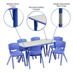 Ensemble Table d'activités rectangulaire en plastique réglable en hauteur Flash Furniture 23,625W x 47,25L avec 6 chaises