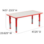 Ensemble Table d'activités rectangulaire en plastique réglable en hauteur Flash Furniture 23,625W x 47,25L avec 6 chaises