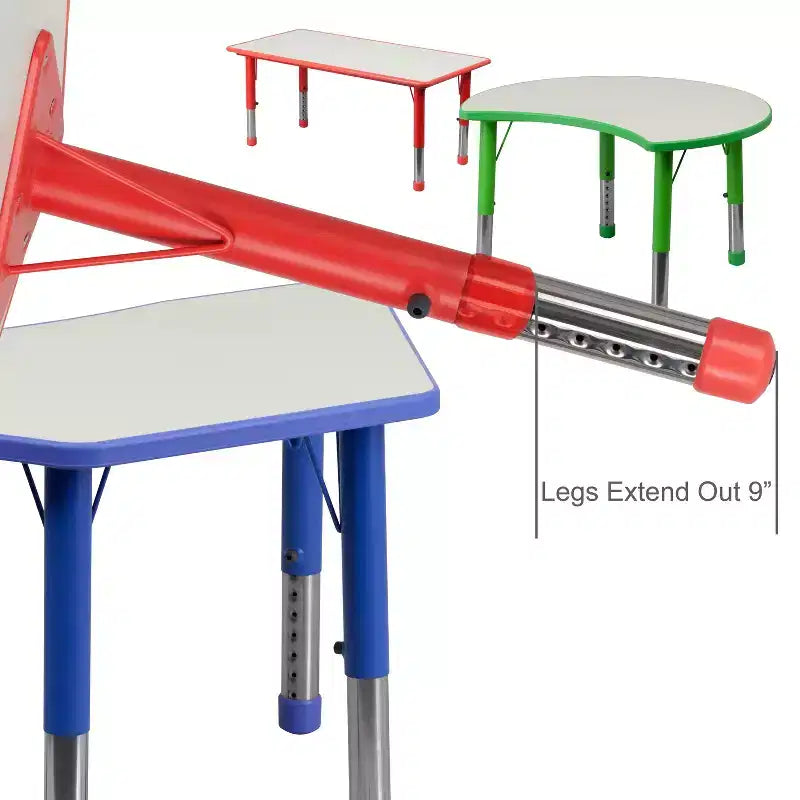 Ensemble Table d'activités rectangulaire en plastique réglable en hauteur Flash Furniture 23,625W x 47,25L avec 6 chaises