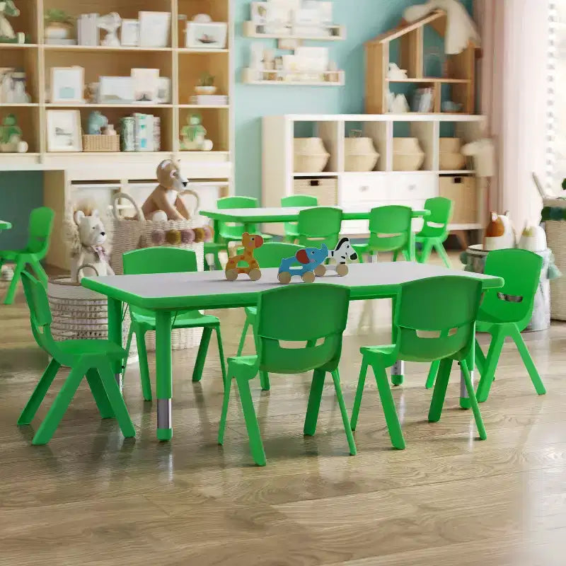 Ensemble Table d'activités rectangulaire en plastique réglable en hauteur Flash Furniture 23,625W x 47,25L avec 6 chaises