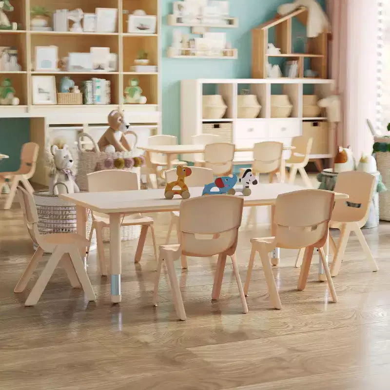 Ensemble Table d'activités rectangulaire en plastique réglable en hauteur Flash Furniture 23,625W x 47,25L avec 6 chaises