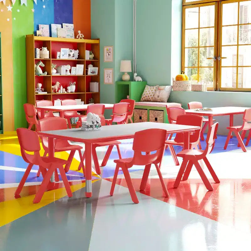 Ensemble Table d'activités rectangulaire en plastique réglable en hauteur Flash Furniture 23,625W x 47,25L avec 6 chaises
