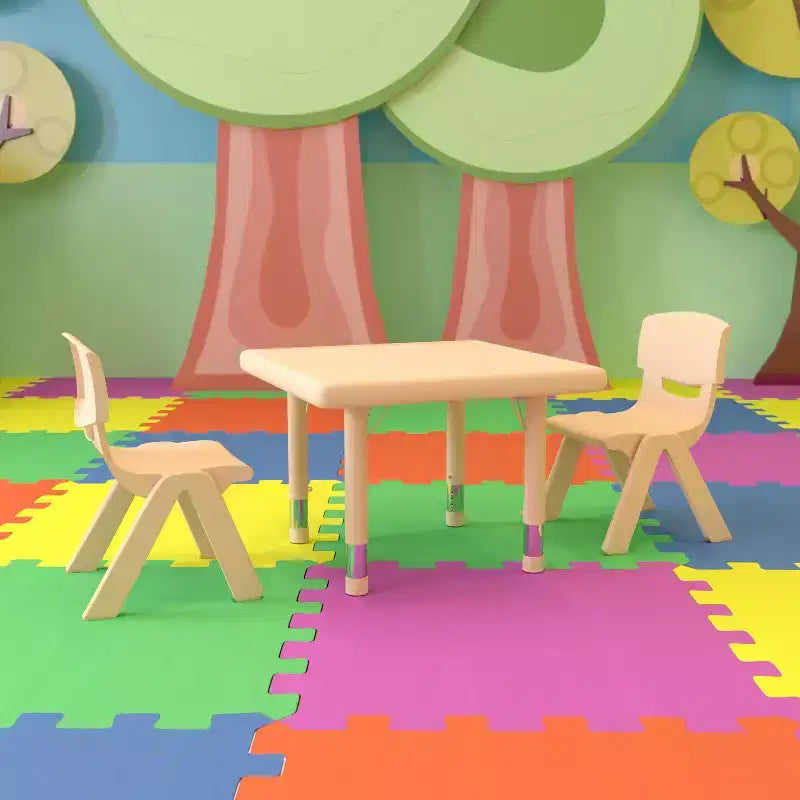 Flash Furniture 24 Square Plastic Height Adjustable Activity Table Set with 2 Chairs