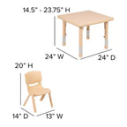 Flash Furniture 24 Square Plastic Height Adjustable Activity Table Set with 2 Chairs