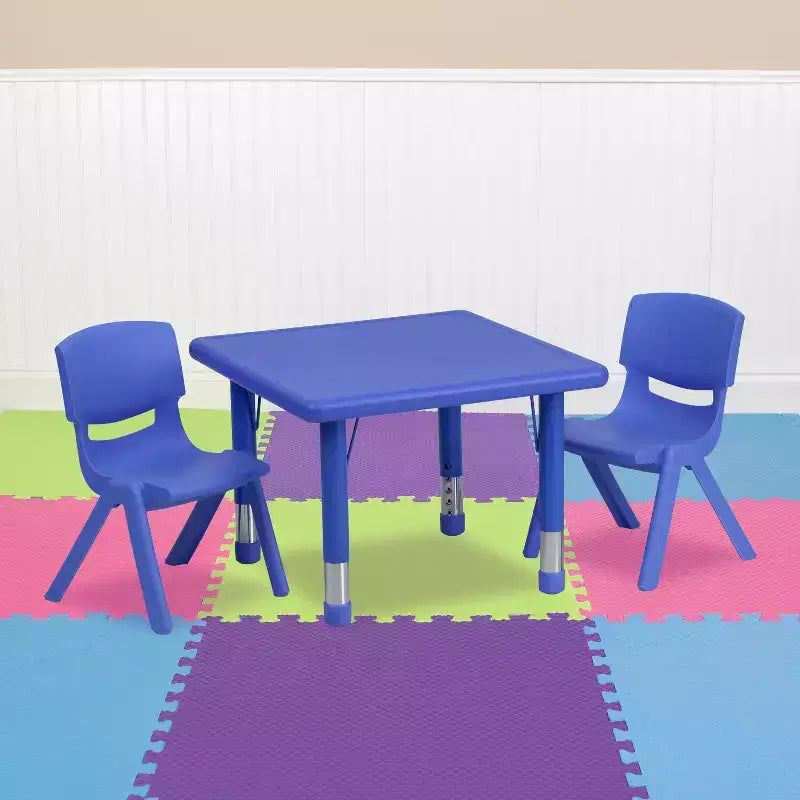 Flash Furniture 24 Square Plastic Height Adjustable Activity Table Set with 2 Chairs