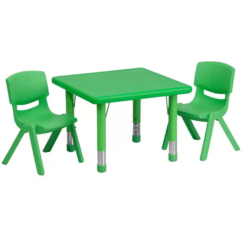 Flash Furniture 24 Square Plastic Height Adjustable Activity Table Set with 2 Chairs