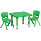 Flash Furniture 24 Square Plastic Height Adjustable Activity Table Set with 2 Chairs
