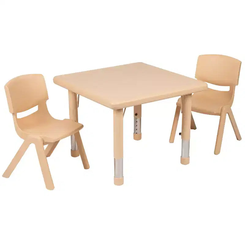 Flash Furniture 24 Square Plastic Height Adjustable Activity Table Set with 2 Chairs