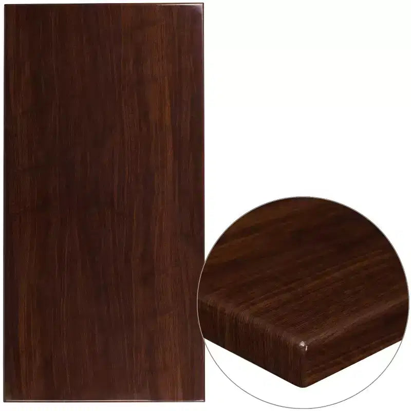 Flash Furniture 30'' x 60'' High-Gloss Resin Table Top with 2'' Thick Drop-Lip