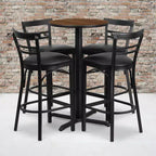 Flash Furniture 24'' Round Laminate Table Set with X-Base and 4 Two-Slat Ladder Back Metal Barstools