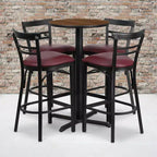 Flash Furniture 24'' Round Laminate Table Set with X-Base and 4 Two-Slat Ladder Back Metal Barstools