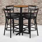Flash Furniture 24'' Round Laminate Table Set with X-Base and 4 Two-Slat Ladder Back Metal Barstools