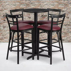 Flash Furniture 24'' Round Laminate Table Set with X-Base and 4 Two-Slat Ladder Back Metal Barstools