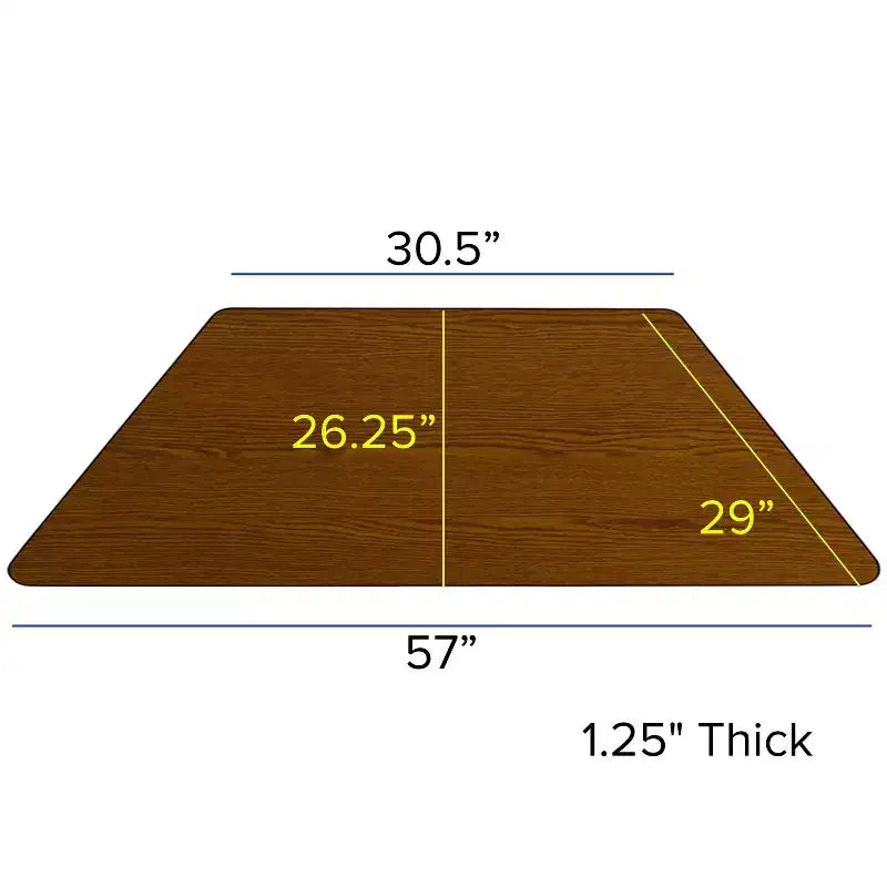 Flash Furniture 29''W x 57''L Trapezoid HP Laminate Activity Table - Standard Height Adjustable Legs