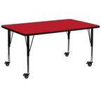 Flash Furniture Mobile 30''W x 72''L Rectangular HP Laminate Activity Table - Height Adjustable Short Legs