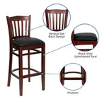 Flash Furniture Vertical Slat Back Wooden Restaurant Barstool