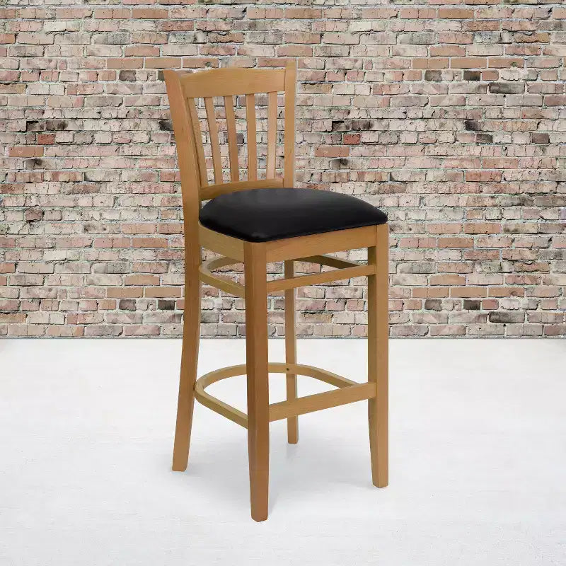 Flash Furniture Vertical Slat Back Wooden Restaurant Barstool