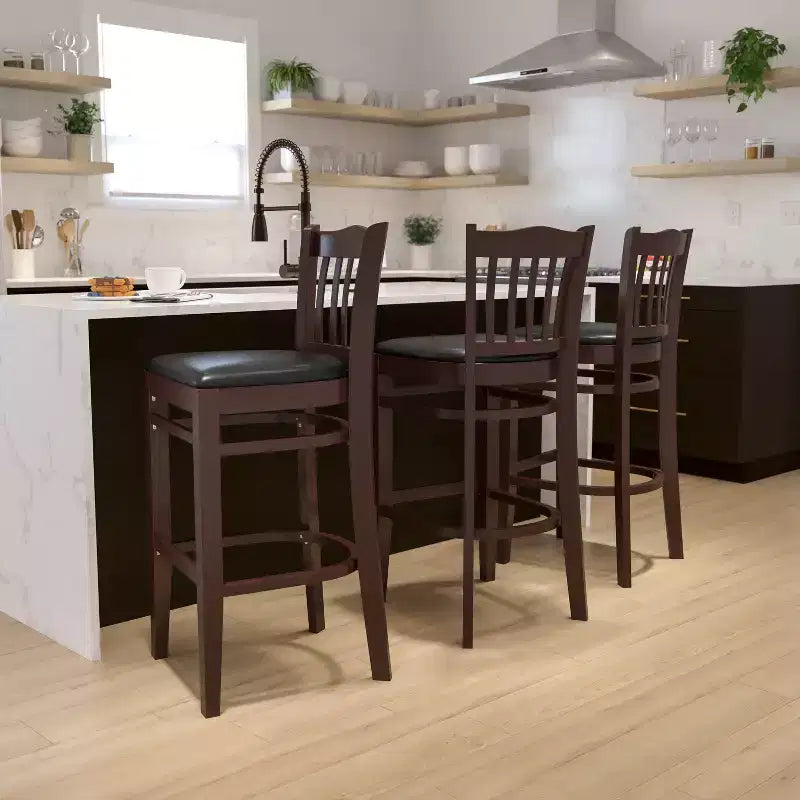 Flash Furniture Vertical Slat Back Wooden Restaurant Barstool