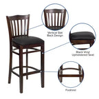 Flash Furniture Vertical Slat Back Wooden Restaurant Barstool