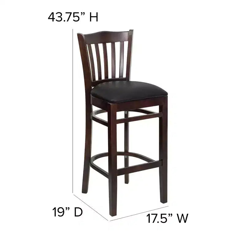 Flash Furniture Vertical Slat Back Wooden Restaurant Barstool