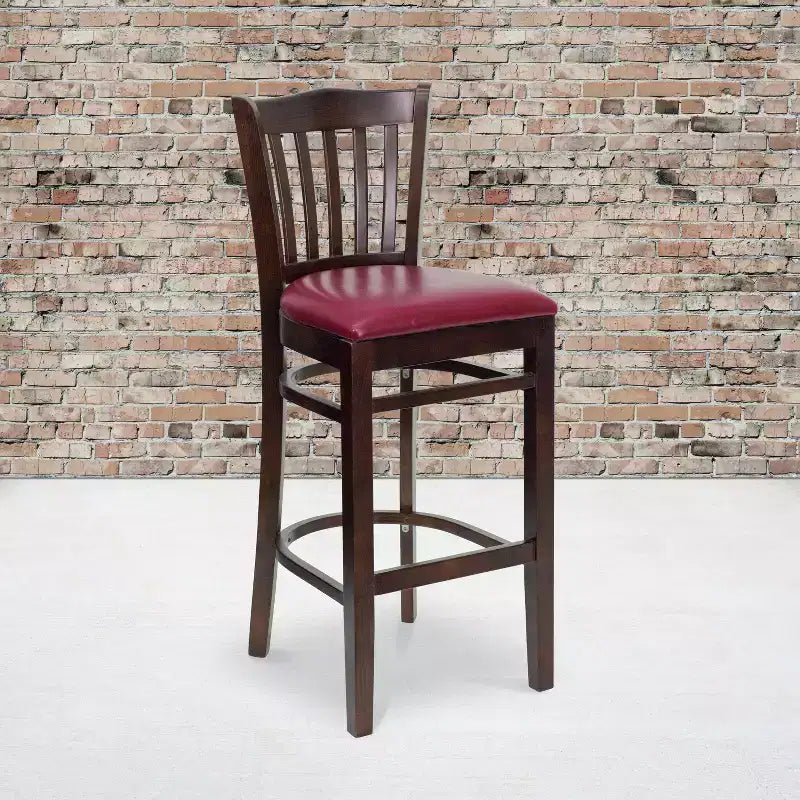 Flash Furniture Vertical Slat Back Wooden Restaurant Barstool