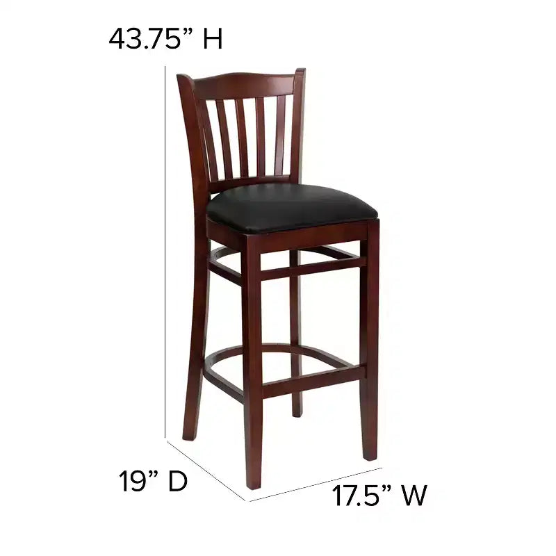 Flash Furniture Vertical Slat Back Wooden Restaurant Barstool