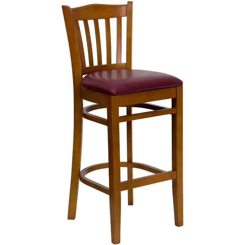 Flash Furniture Vertical Slat Back Wooden Restaurant Barstool