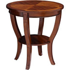 Elm Lane Patterson II Vintage Cherry Wood Round Accent Side End Table 26 Wide with Lower Shelf Brown Curving Legs for Living Room Bedroom Bedside
