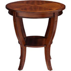 Elm Lane Patterson II Vintage Cherry Wood Round Accent Side End Table 26 Wide with Lower Shelf Brown Curving Legs for Living Room Bedroom Bedside