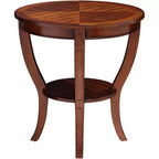 Elm Lane Patterson II Vintage Cherry Wood Round Accent Side End Table 26 Wide with Lower Shelf Brown Curving Legs for Living Room Bedroom Bedside