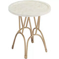Coast to Coast Accents Osso Modern Metal Round Accent Table 20 Wide Gold Mosaic Bone Tile Tabletop for Living Room Bedroom Bedside Entryway House