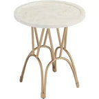 Coast to Coast Accents Osso Modern Metal Round Accent Table 20 Wide Gold Mosaic Bone Tile Tabletop for Living Room Bedroom Bedside Entryway House