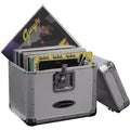 Odyssey KROM Series Record Utility Case for 70 Individual 12 Vinyl Records and LPs with Foam-Lined Interior, Secure Lock, and Handle, Silver