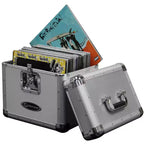 Odyssey KROM Series Valise de transport pour 70 disques vinyles 12" et vinyles avec intérieur doublé de mousse, verrouillage sécurisé et poignée, argent