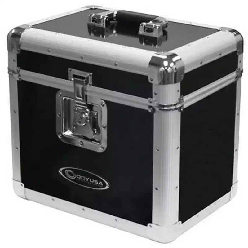 Odyssey KROM Series Valise de transport pour 70 disques vinyles 12" et vinyles avec intérieur doublé de mousse, verrouillage sécurisé et poignée, argent