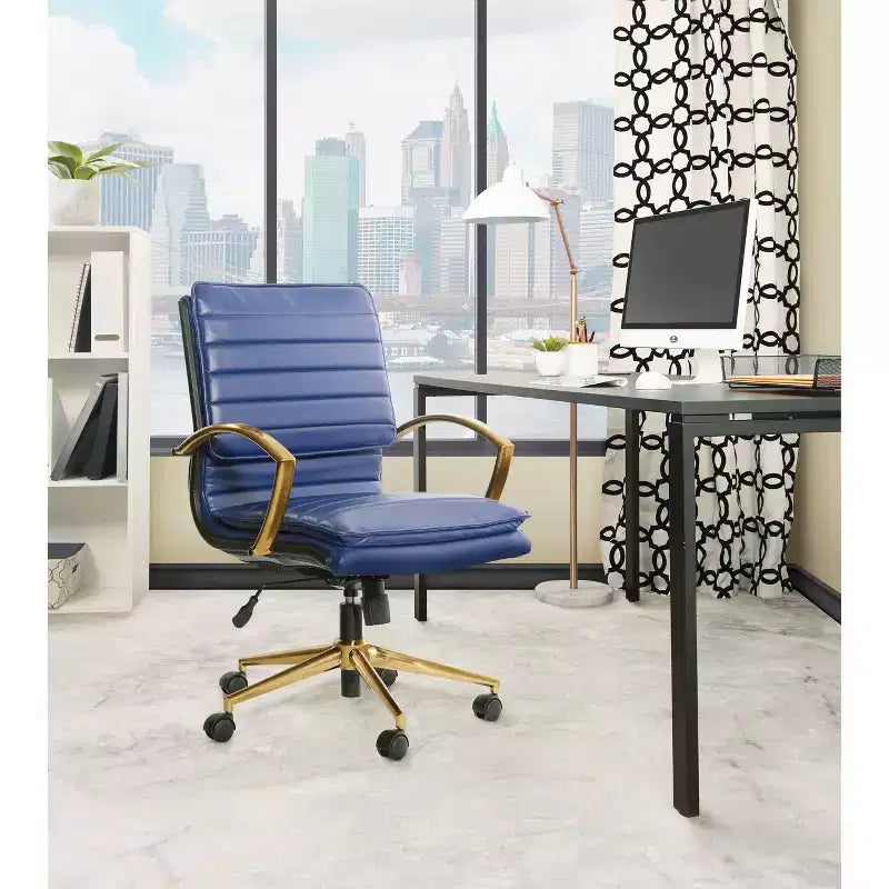 Chaise mi-dos en similicuir avec finition dorée - OSP Home Furnishings