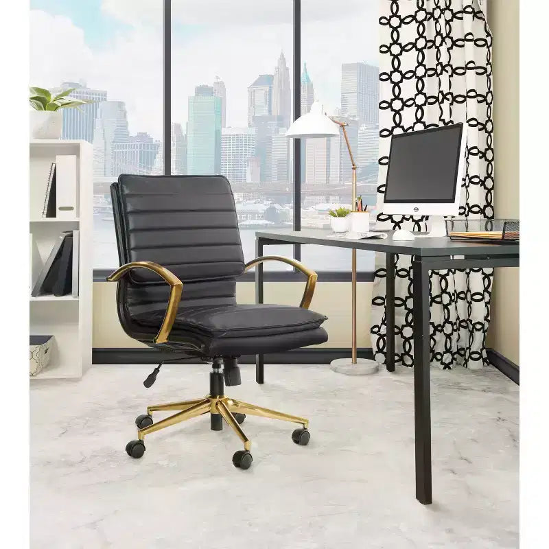 Chaise mi-dos en similicuir avec finition dorée - OSP Home Furnishings