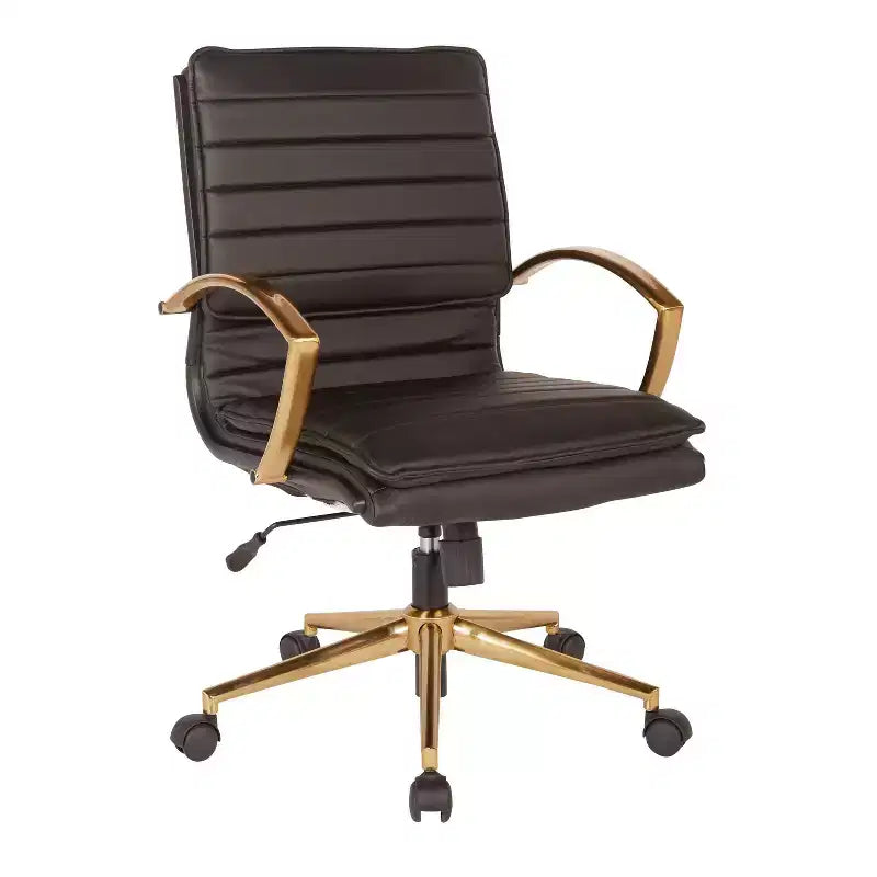 Mid Back Faux Leather Chair with Gold Finish - OSP Home Furnishings